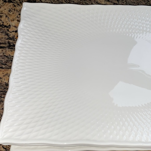 Pier 1 retired rectangular serving platter or plates. White with embossing - Picture 4 of 7